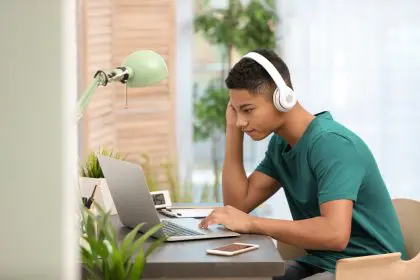 teenager with headphones