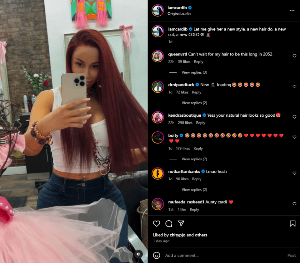 Cardi B stuns with bold red hair transformation