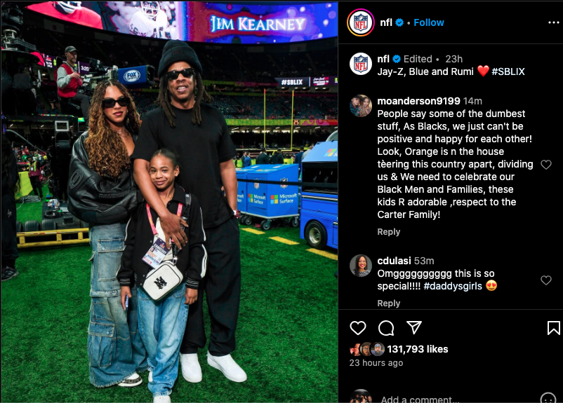 Jay-Z made a beautiful Super Bowl trio with Blue and Rumi