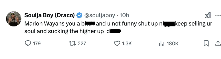 Marlon Wayans fires back at Soulja Boy's insult