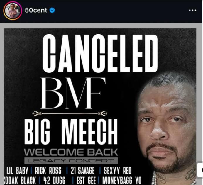 Big Meech's concert was canceled and 50 Cent laughs at him