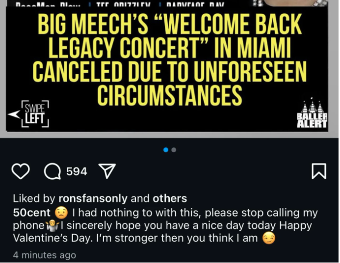 Big Meech's concert was canceled and 50 Cent laughs at him