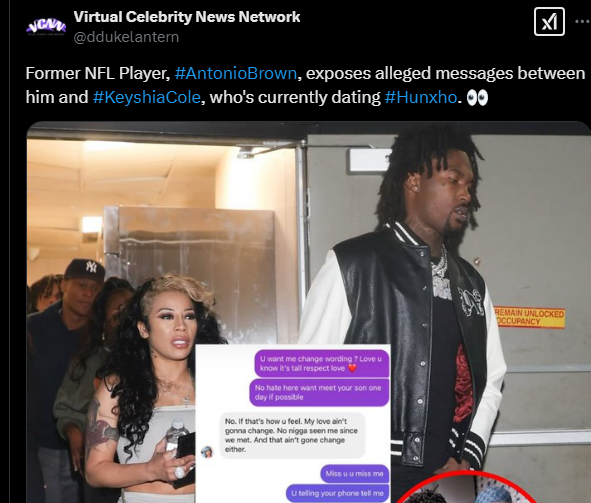 Antonio Brown reveals for racy photos of ex, Keyshia Cole