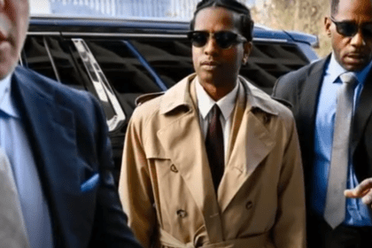 A$AP Rocky walking into his trial rocking Ray-Bans