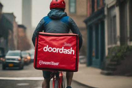 DoorDash worker on a bike