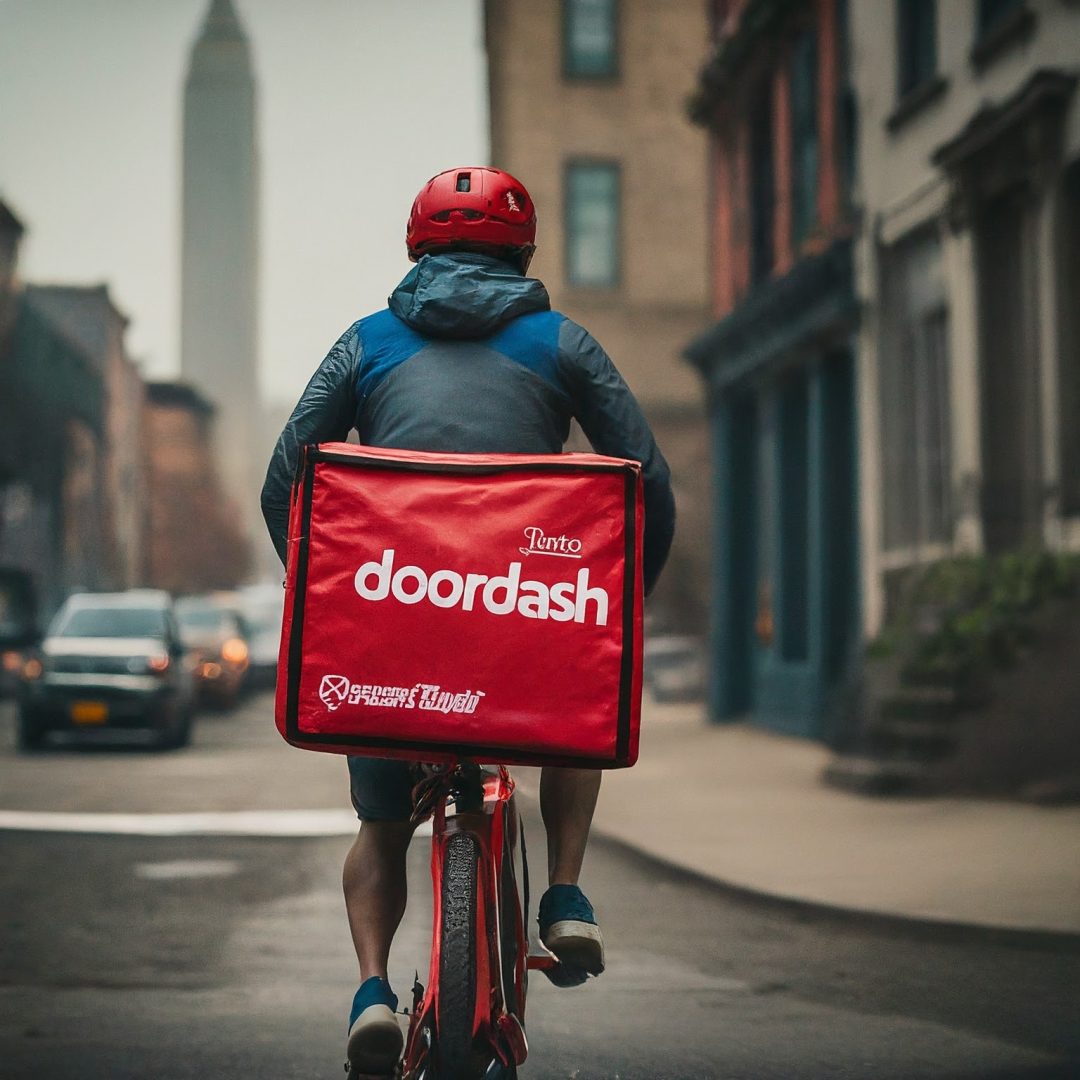 DoorDash worker on a bike