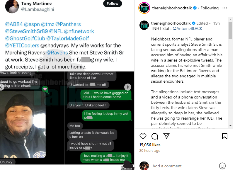 Steve Smith Sr. put on blast, allegedly sexting man's wife