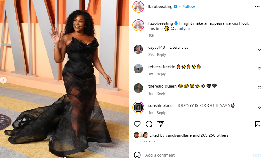 Lizzo shows off dramatic weight loss at Oscars afterparty