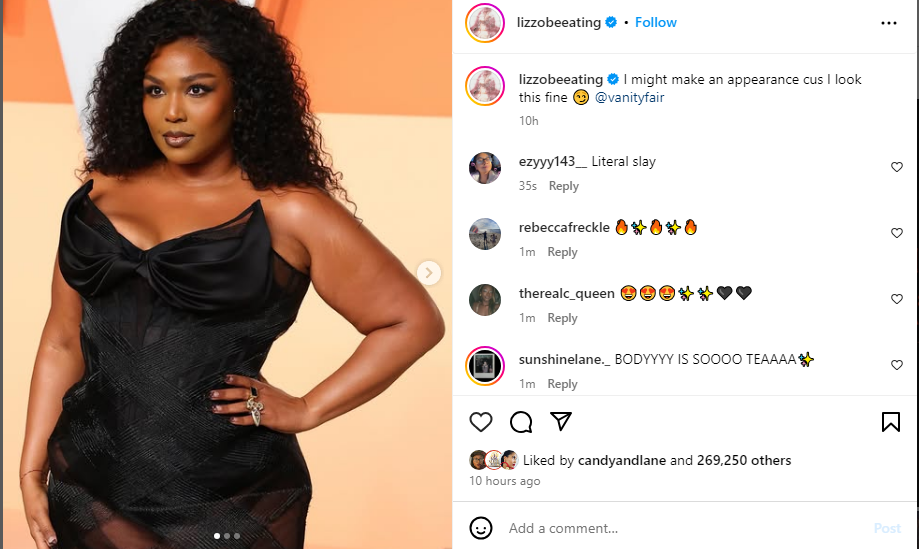 Lizzo shows off dramatic weight loss at Oscars afterparty