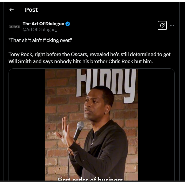 Tony Rock wants revenge for Will Smith slapping his brother