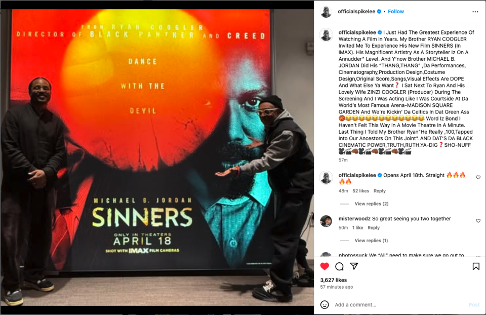 'Sinners' earns high praise from filmmaker Spike Lee