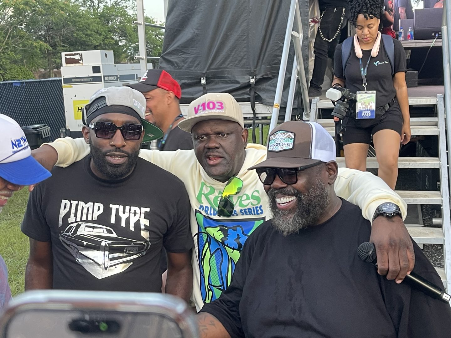 Legendary radio deejay Greg Street sandwiched by 8 Ball and MJG (Photo by Terry Shropshire for rolling out)