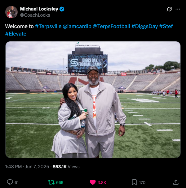 Cardi B surprises youth at Stefon Diggs' football camp