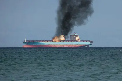 Ship loaded with cars