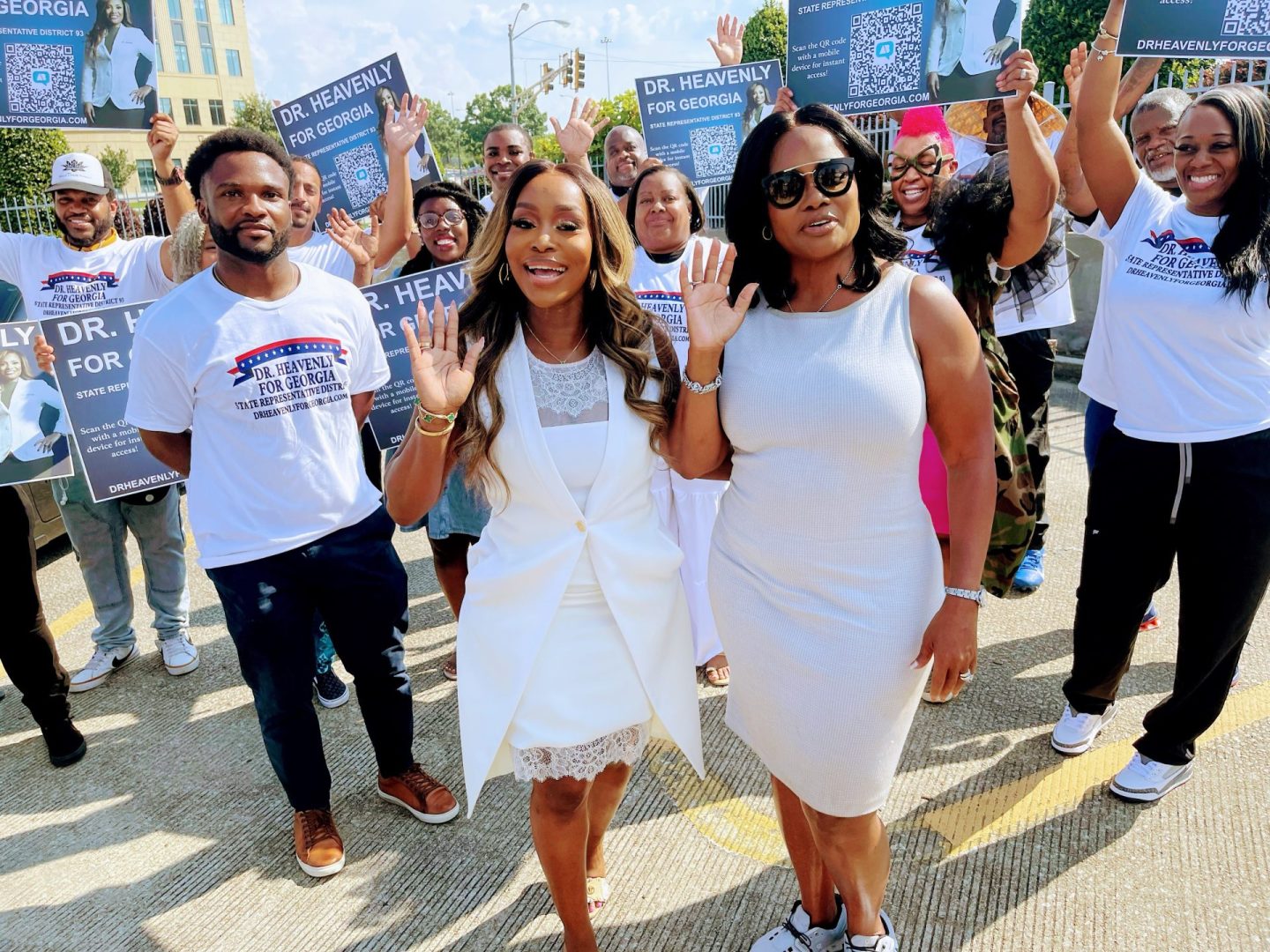 Dr. Heavenaly Kimes, right, with her campaign manager Quad Webb (Photo by Terry Shropshire for rolling out)