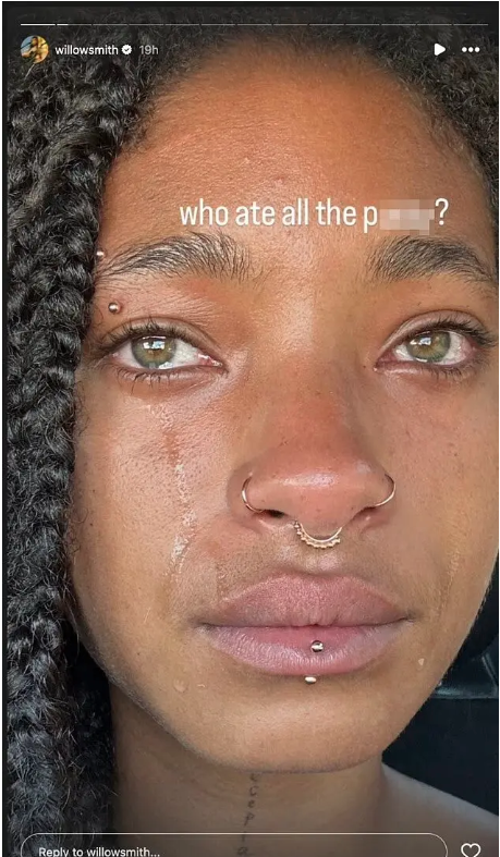 Willow Smith post crying pic while talking about genitals