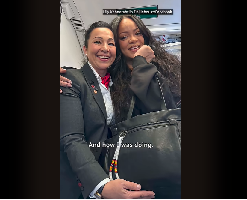 Rihanna and a flight attendant share a viral Mohawk moment
