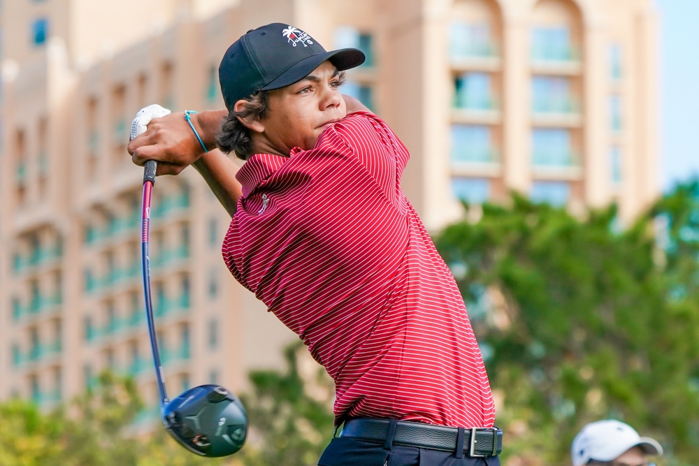 Charlie Woods finds purpose on the bag after a heartbreaking miss