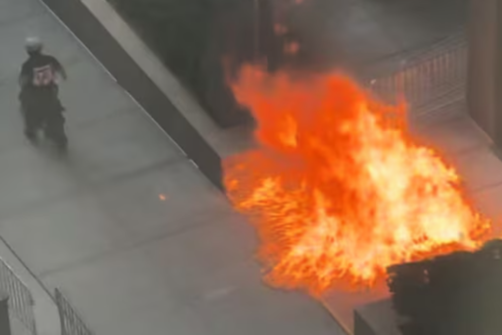 Man set fire outside ICE court, but that wasn’t the only thing on him
